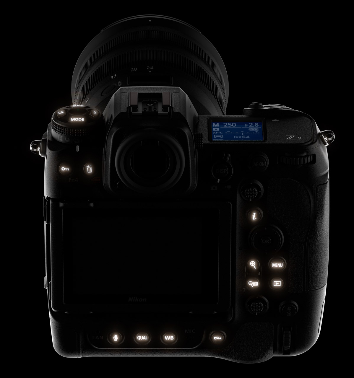 Rückseite der Nikon Z 9. Die Z 9 wird auf der Adobe MAX 2022 Creativity Conference in Los Angeles erstmals das neue Echtheitssiegel für digitale Aufnahmen präsentieren. Foto: Nikon-Pressebildarchiv