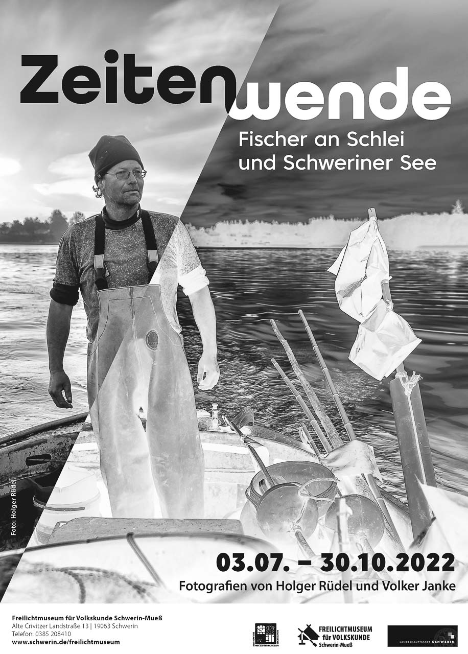 Plakat zur Ausstellung "Zeitenwende. Fischer an Schlei und Schweriner See"