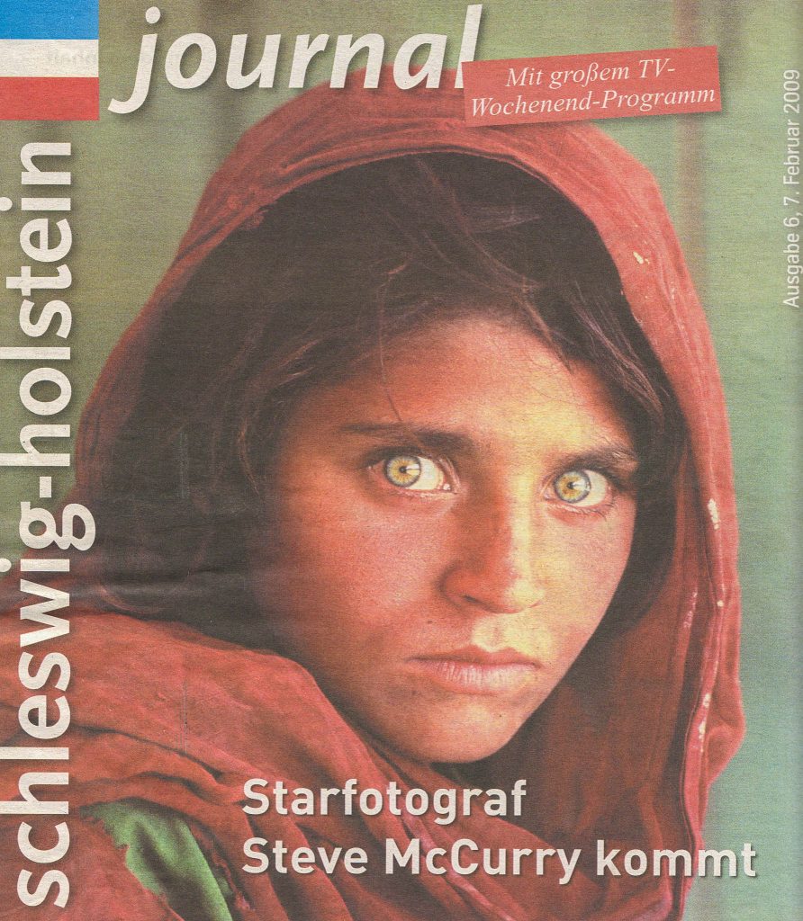 Titelblatt des SHZ‑Journals zur Ausstellung „Steve McCurry: Retrospektive“ im Stadtmuseum Schleswig, 2009.